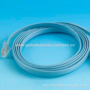 UTP Cat5 Flat Cable with 4 Pairs 24AWG Stranded Copper, Good-quality RJ45 Male to Male Connector